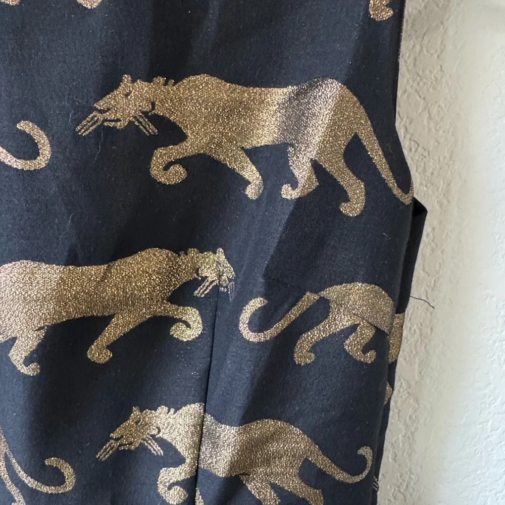 Anthropologie Black and Gold Panther Mini Dress - Picture 4 of 6